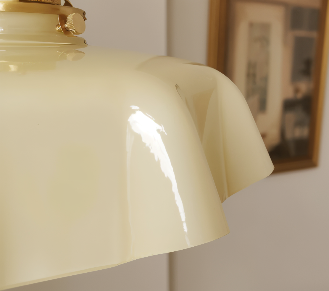 Bellevie – Lampada a Sospensione Retro a Forma di Fiore in Vetro Color Crema