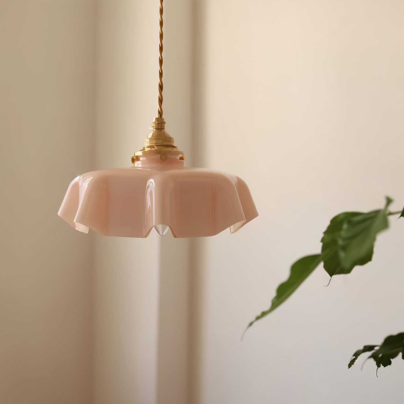 Bellevie – Lampada a Sospensione Retro a Forma di Fiore in Vetro Color Crema