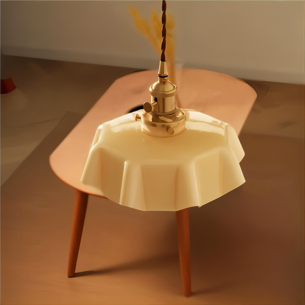 Bellevie – Lampada a Sospensione Retro a Forma di Fiore in Vetro Color Crema