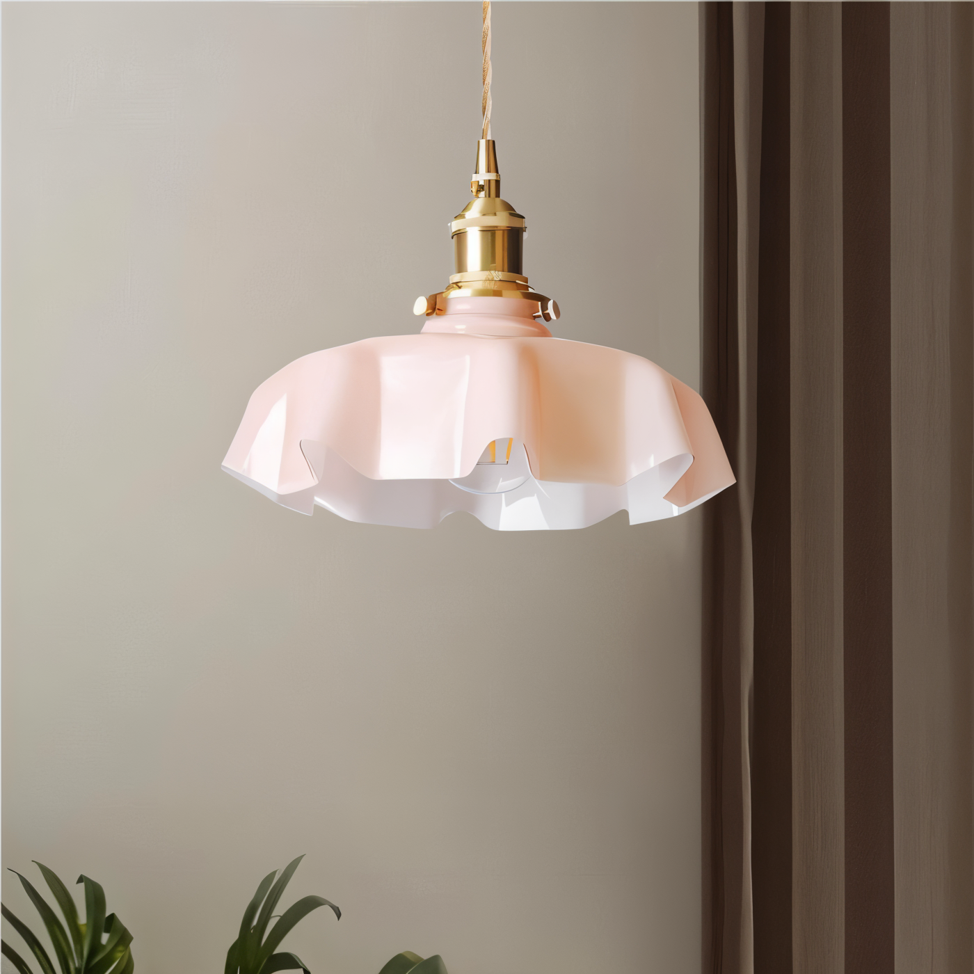 Bellevie – Lampada a Sospensione Retro a Forma di Fiore in Vetro Color Crema