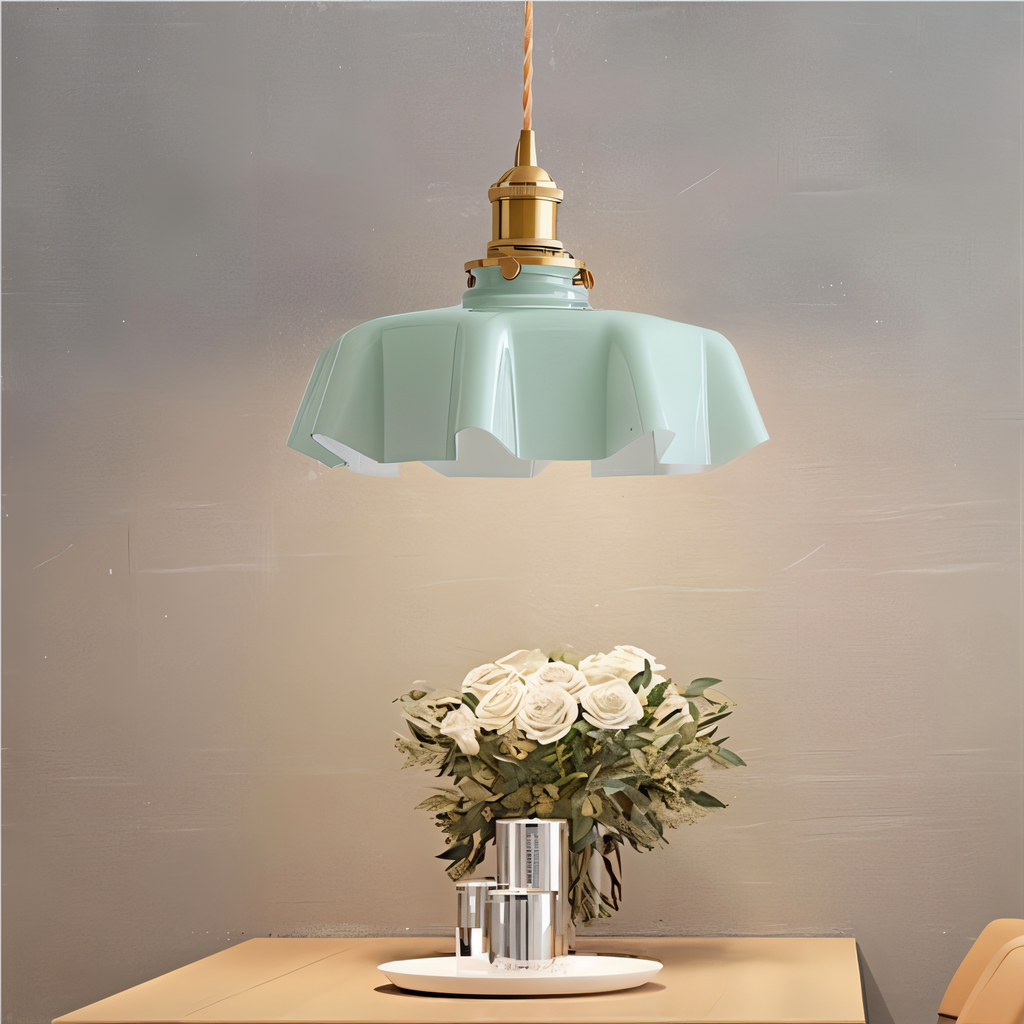 Bellevie – Lampada a Sospensione Retro a Forma di Fiore in Vetro Color Crema
