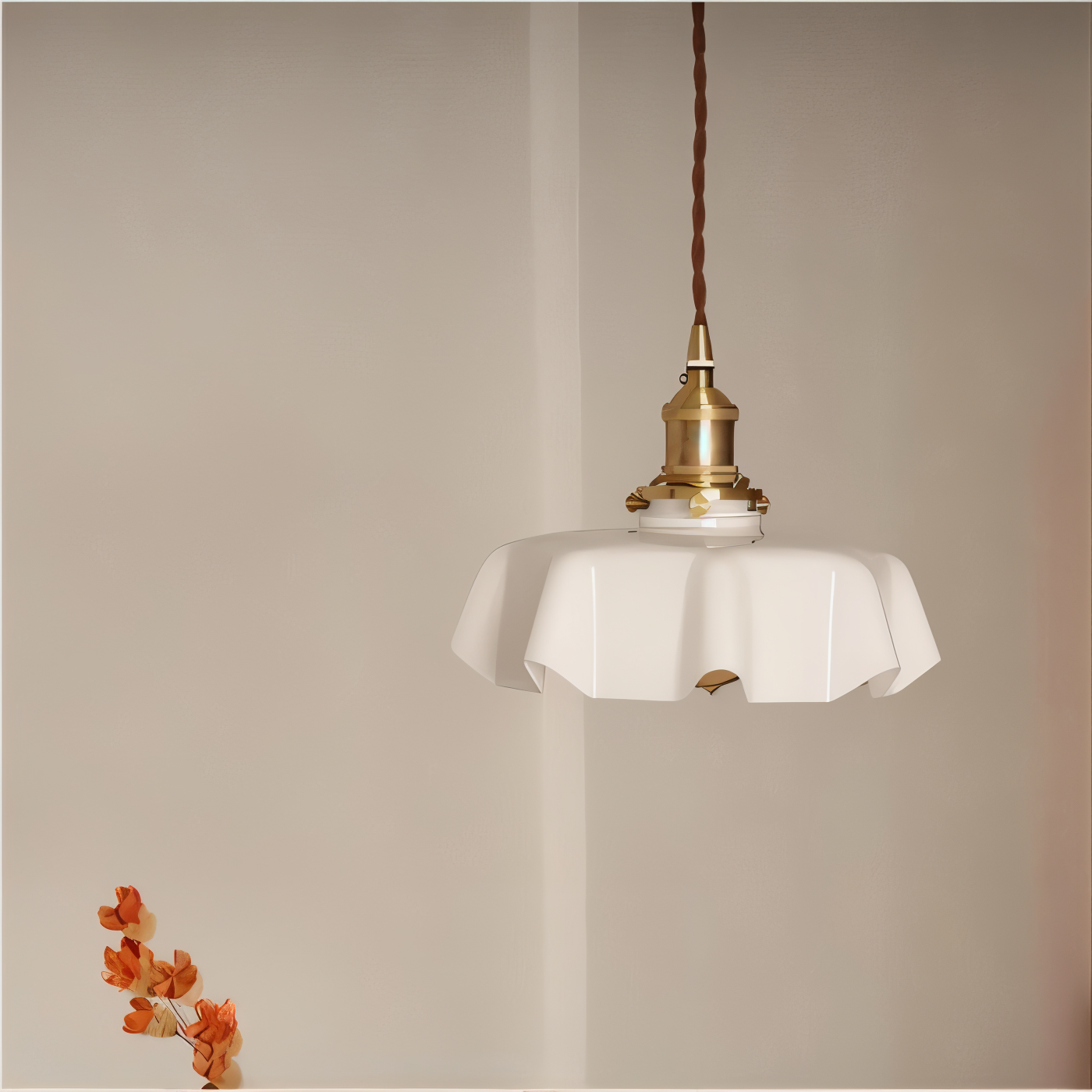 Bellevie – Lampada a Sospensione Retro a Forma di Fiore in Vetro Color Crema