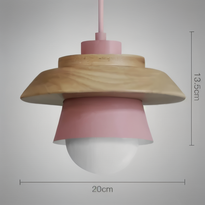 NordWood – Lampada a Sospensione Scandinava in Legno e Metallo con Colori Macaron