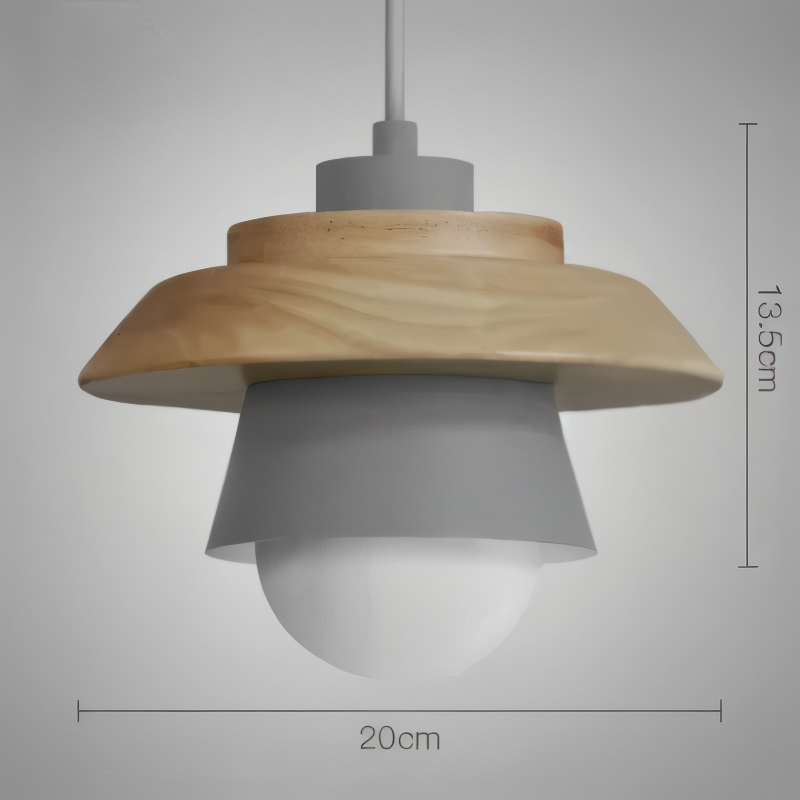 NordWood – Lampada a Sospensione Scandinava in Legno e Metallo con Colori Macaron