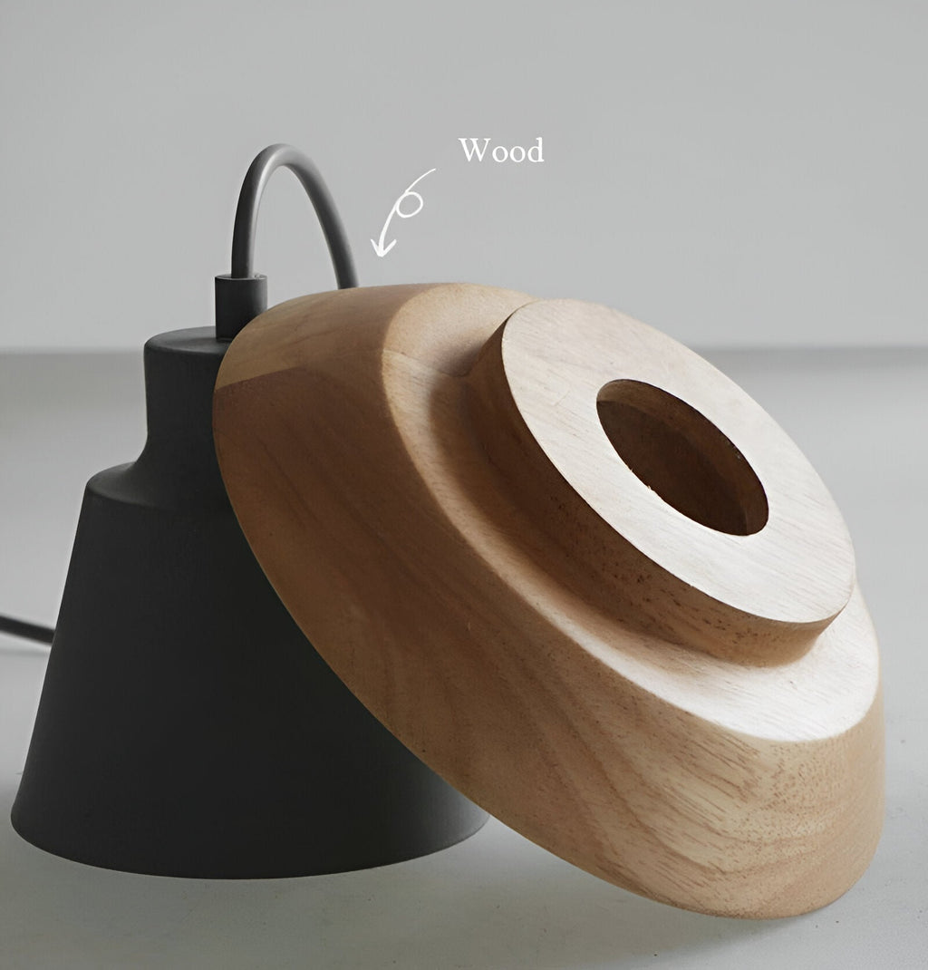 NordWood – Lampada a Sospensione Scandinava in Legno e Metallo con Colori Macaron