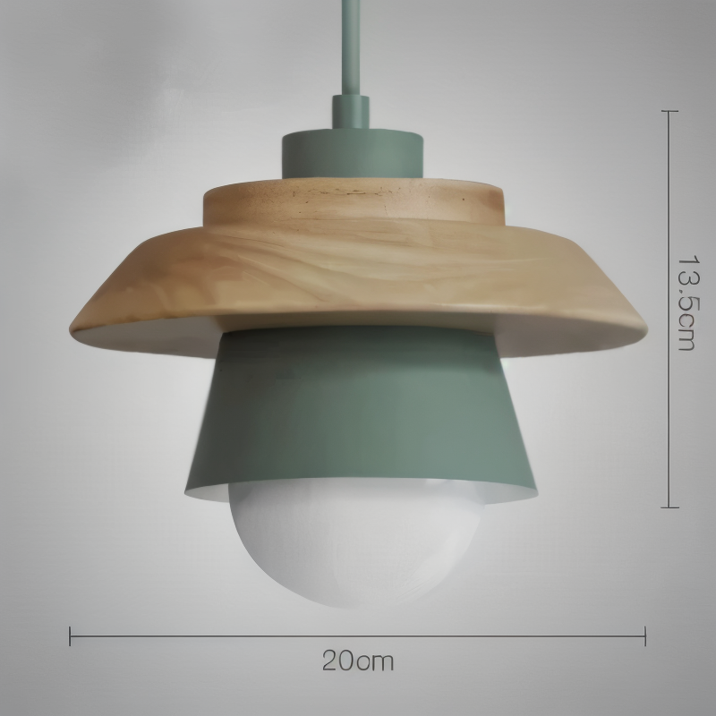 NordWood – Lampada a Sospensione Scandinava in Legno e Metallo con Colori Macaron