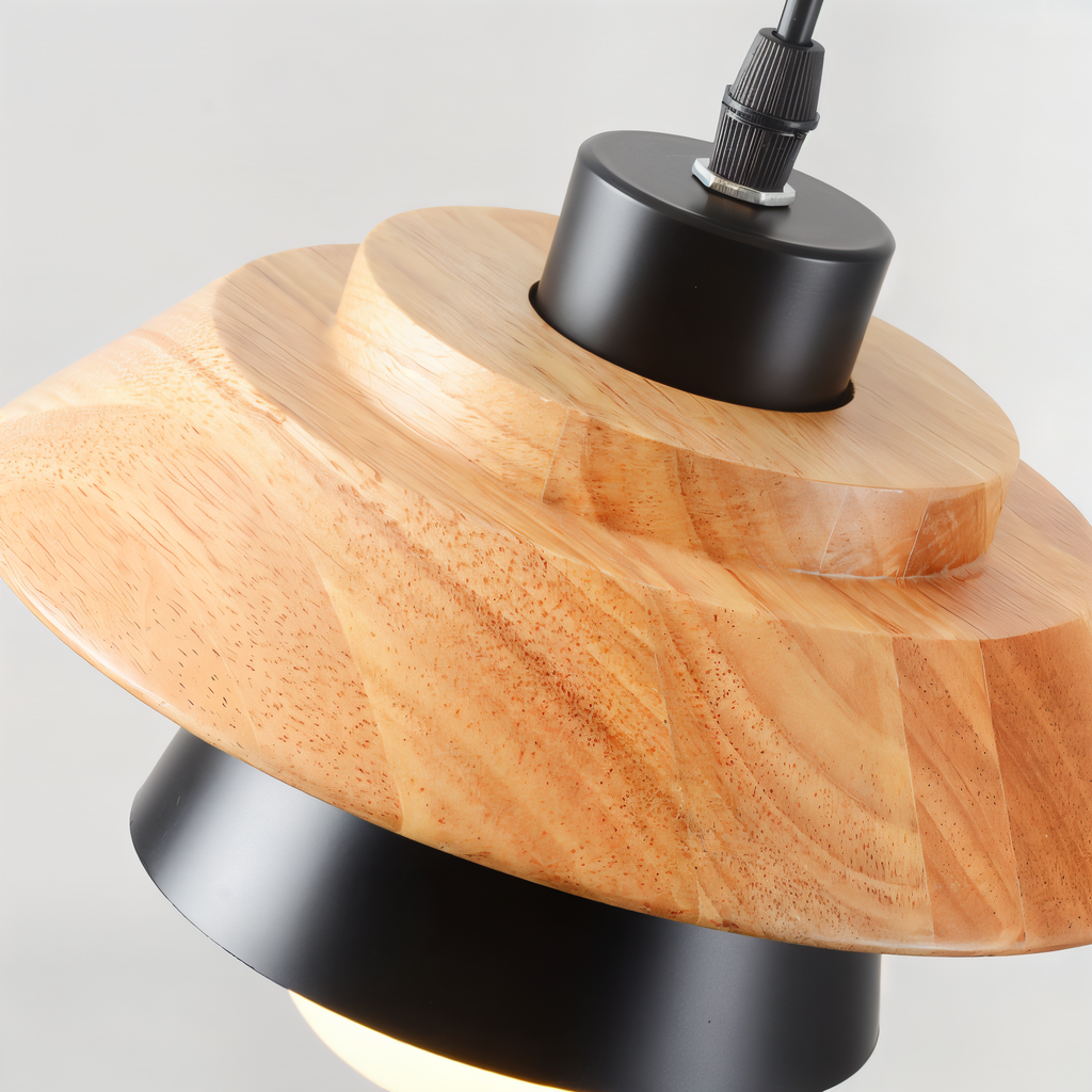 NordWood – Lampada a Sospensione Scandinava in Legno e Metallo con Colori Macaron