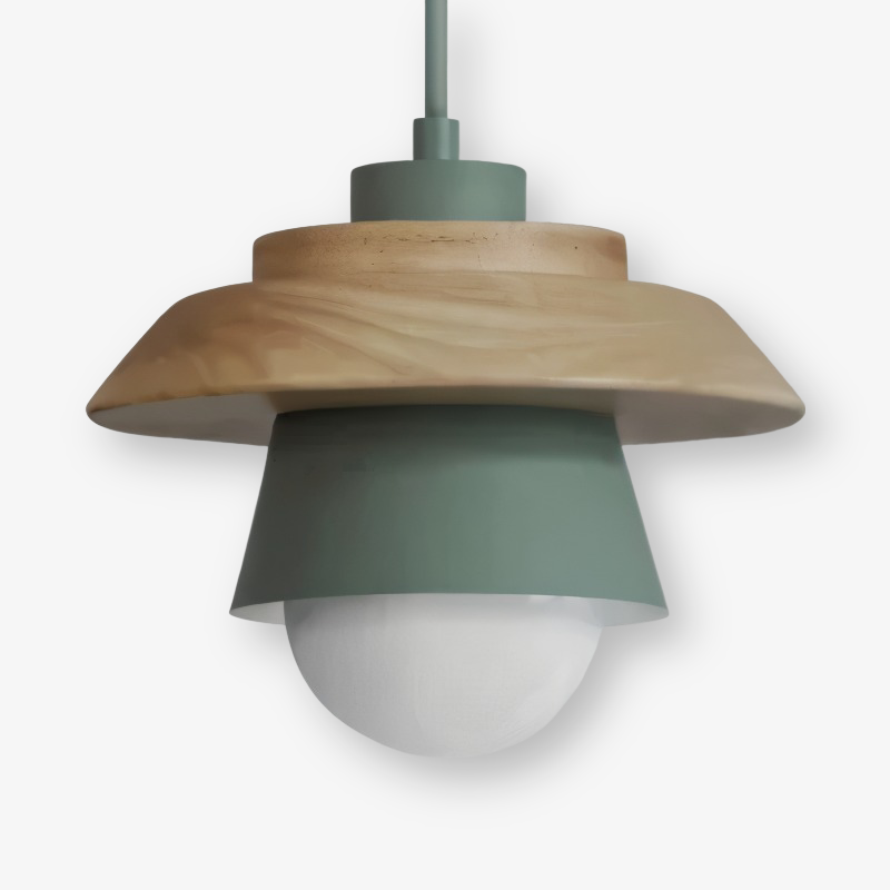 NordWood – Lampada a Sospensione Scandinava in Legno e Metallo con Colori Macaron