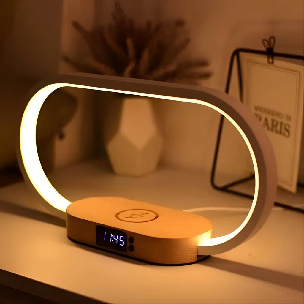 Ismerelle - Lampada Notturna Multifunzionale con Caricatore e Orologio Digitale