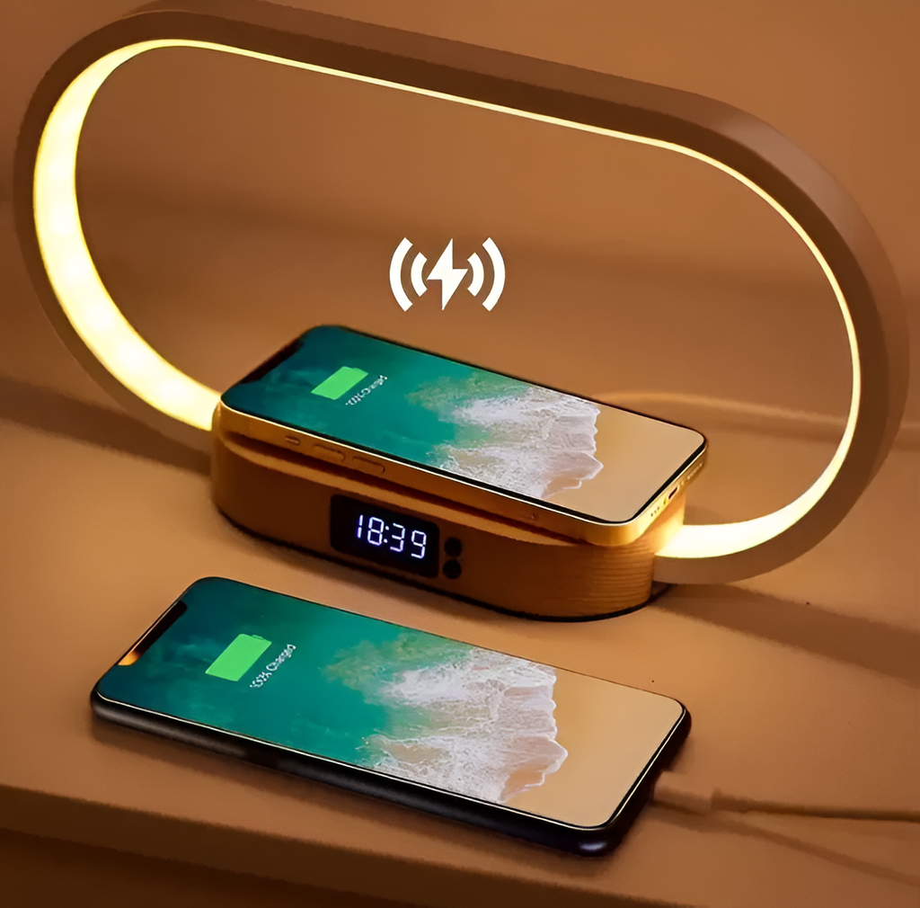 Ismerelle - Lampada Notturna Multifunzionale con Caricatore e Orologio Digitale