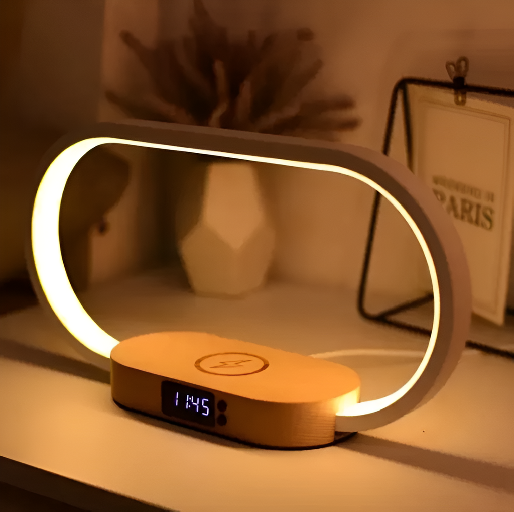 Ismerelle - Lampada Notturna Multifunzionale con Caricatore e Orologio Digitale