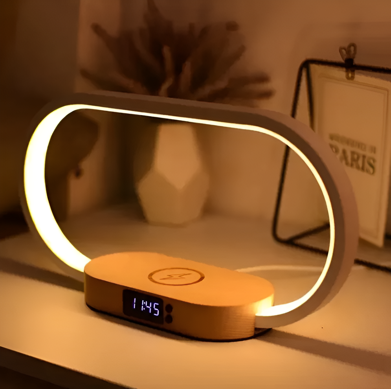 Ismerelle - Lampada Notturna Multifunzionale con Caricatore e Orologio Digitale