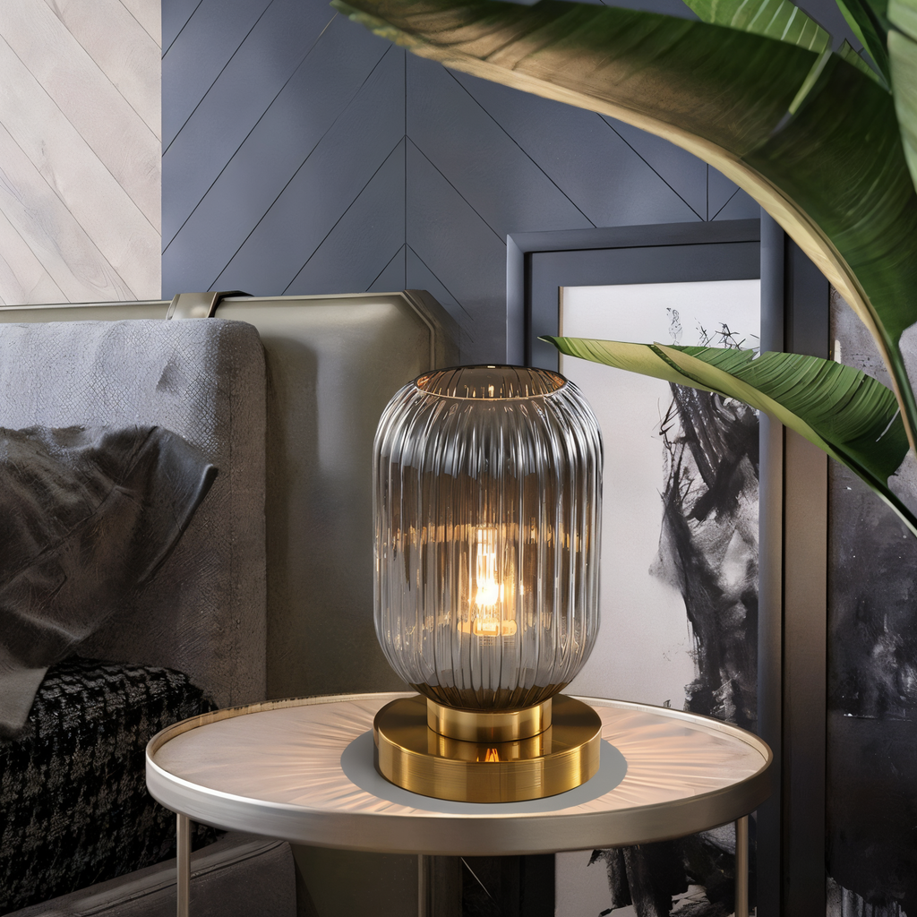 Oriantha - Lampada da Tavolo Nordica con Vetro Rigato