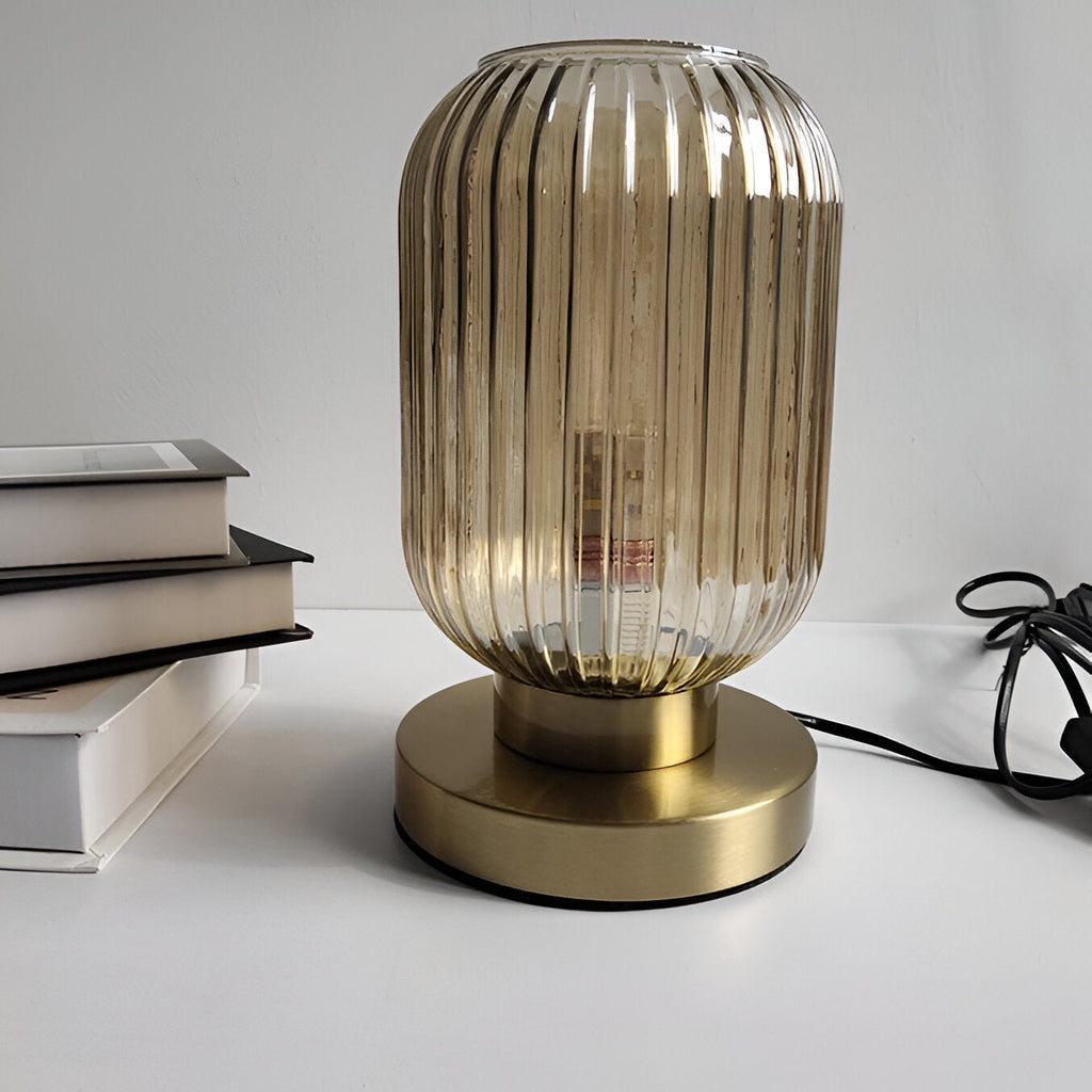 Oriantha - Lampada da Tavolo Nordica con Vetro Rigato