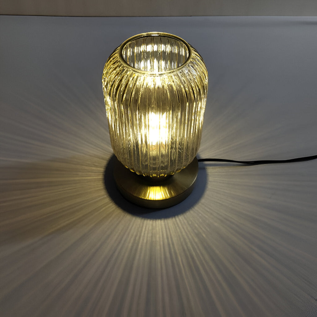 Oriantha - Lampada da Tavolo Nordica con Vetro Rigato