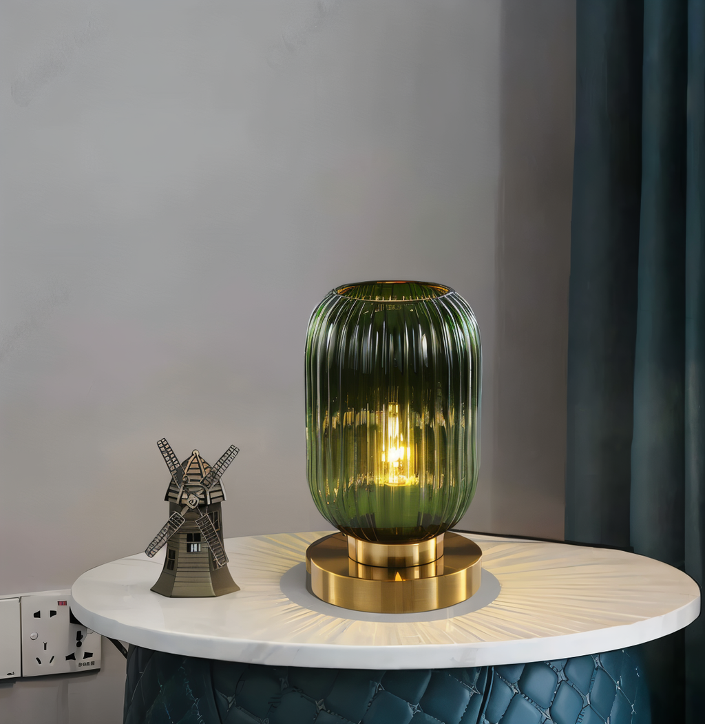 Oriantha - Lampada da Tavolo Nordica con Vetro Rigato