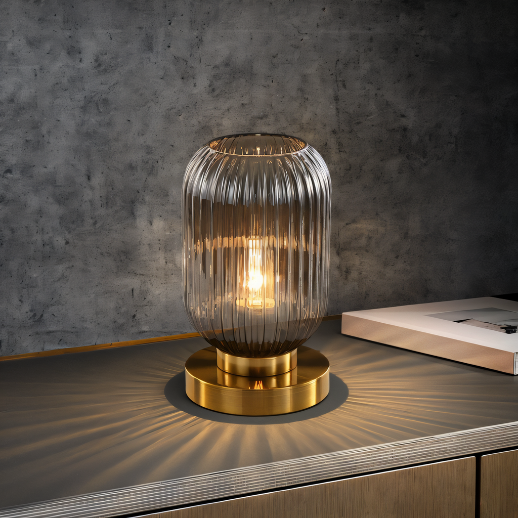 Oriantha - Lampada da Tavolo Nordica con Vetro Rigato