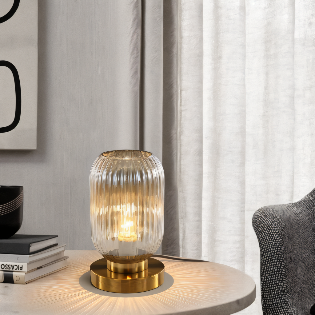 Oriantha - Lampada da Tavolo Nordica con Vetro Rigato
