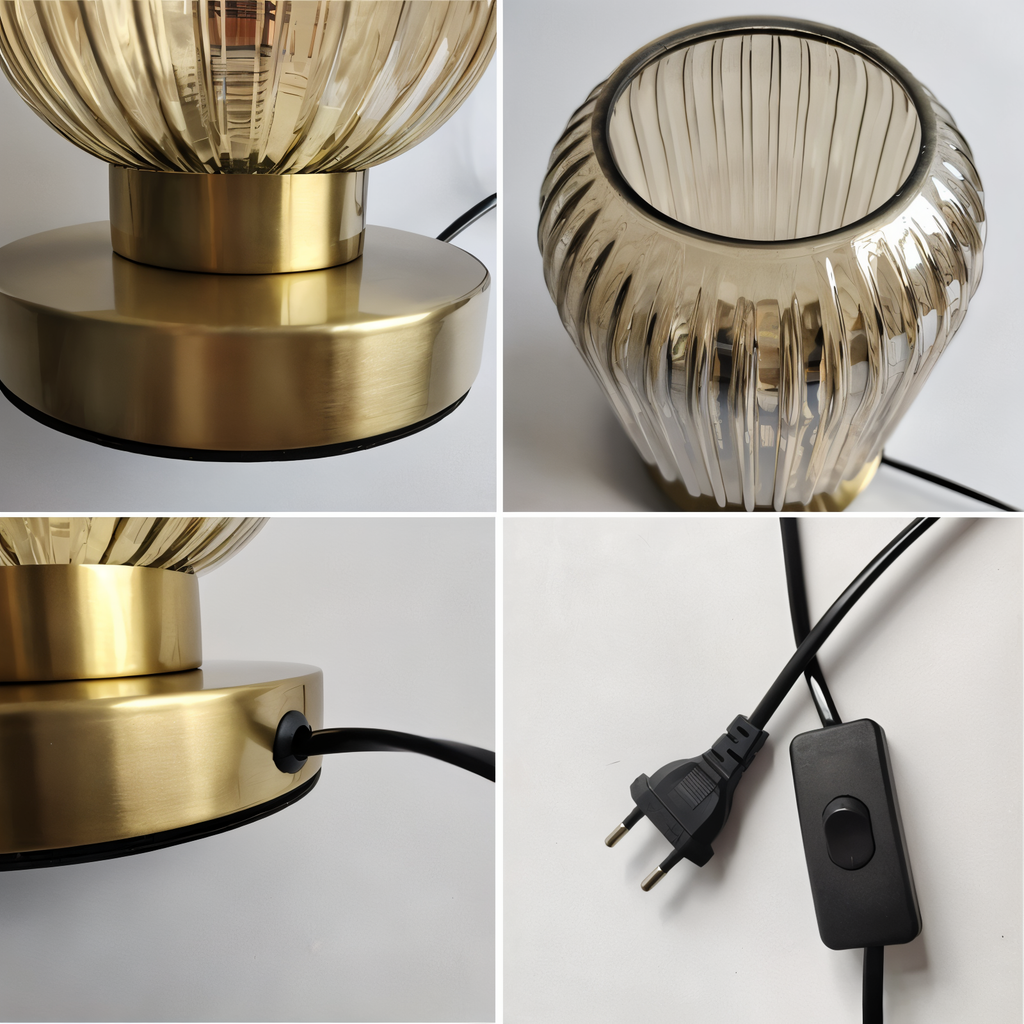 Oriantha - Lampada da Tavolo Nordica con Vetro Rigato