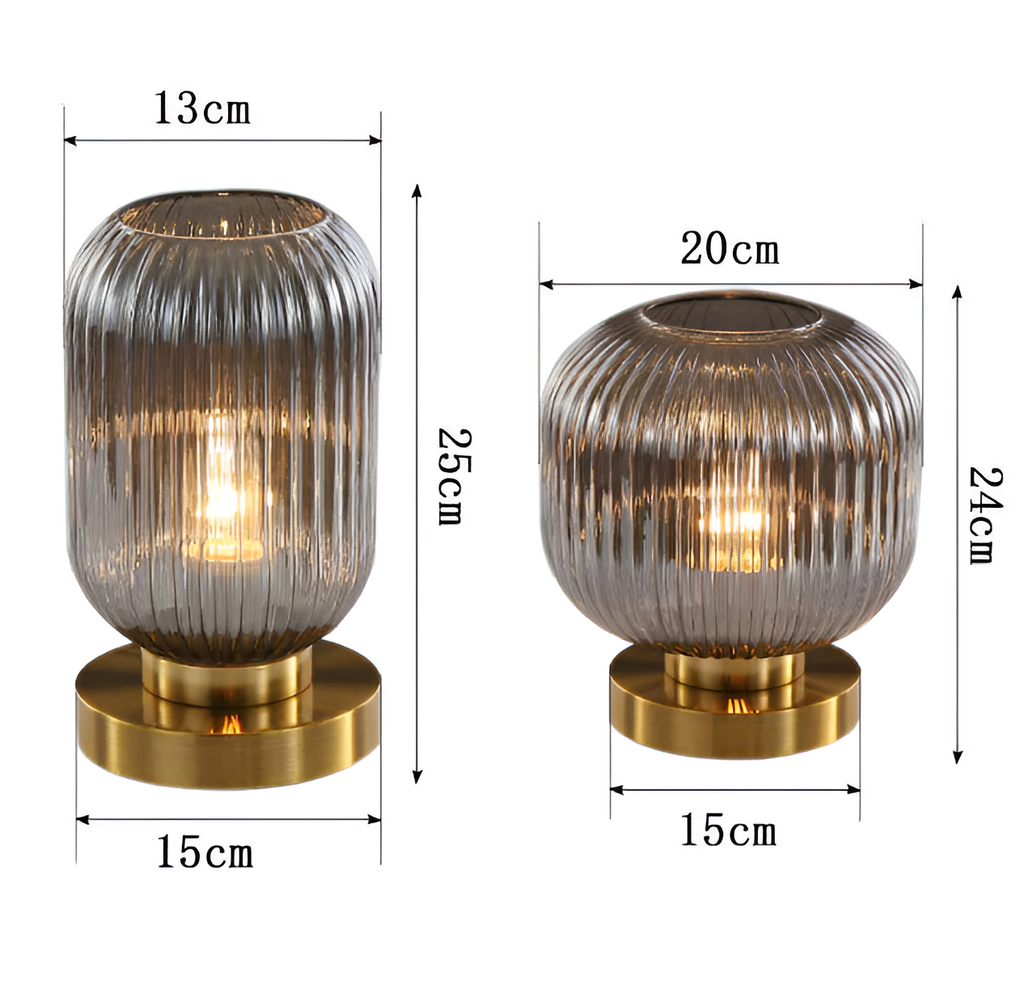Oriantha - Lampada da Tavolo Nordica con Vetro Rigato