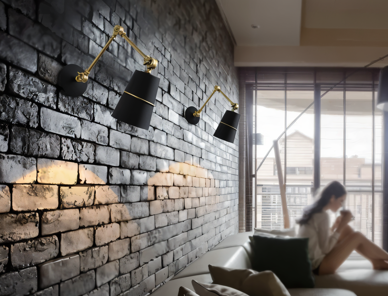ArcGlow Applique – Applique Retro Regolabile in Nero o Bianco con Braccio Lungo