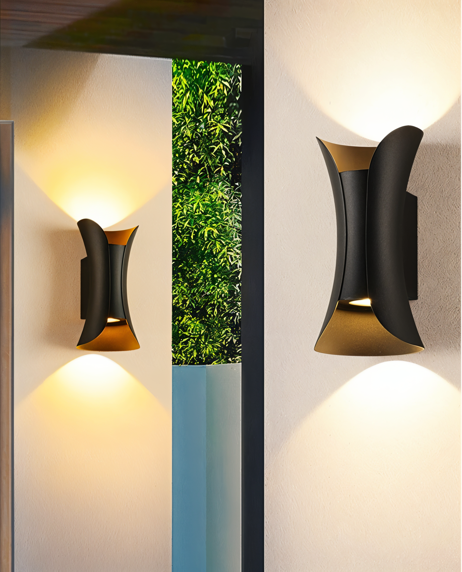 DualGlow Applique – Applique LED Doppia Faccia per Esterni in Design Nero/Oro