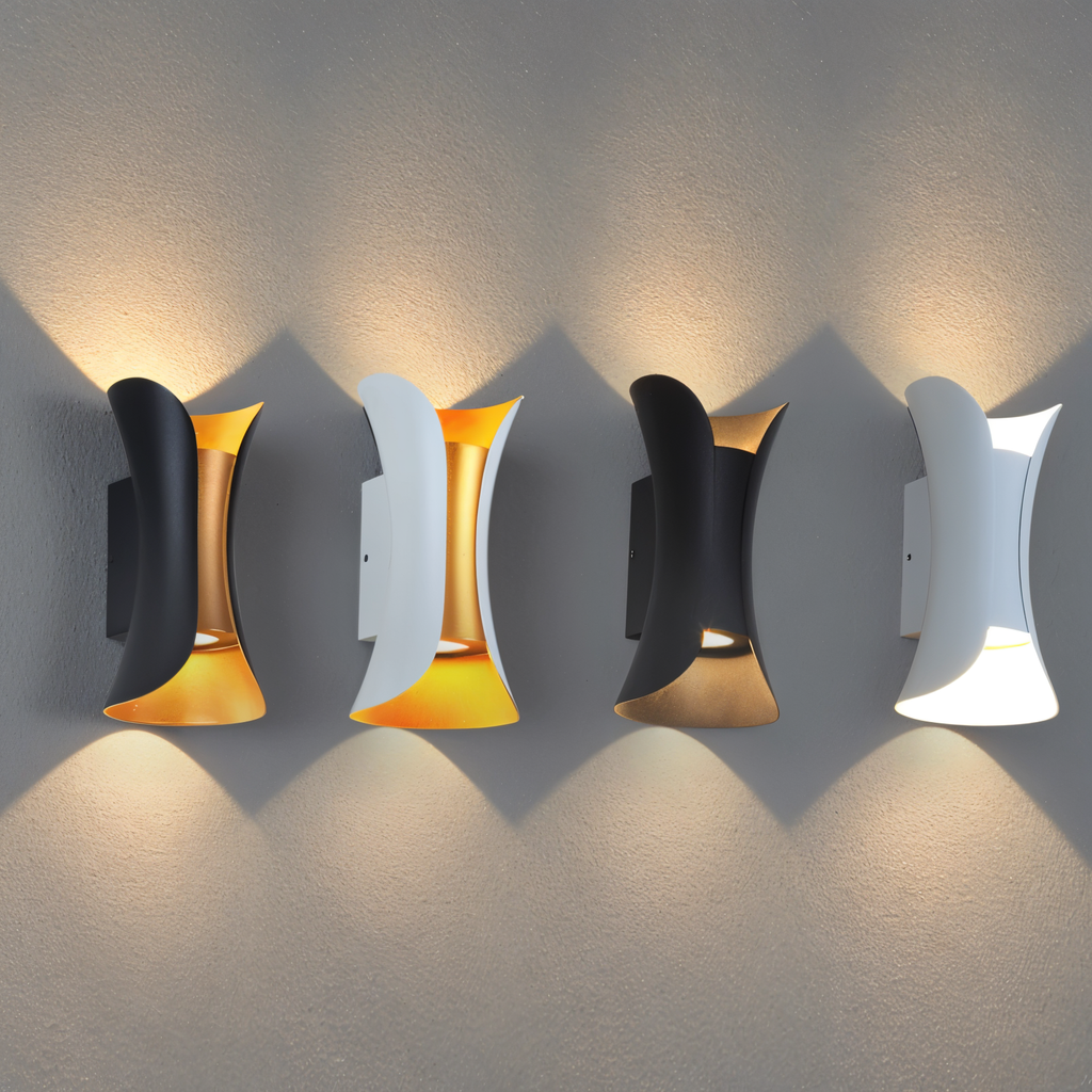 DualGlow Applique – Applique LED Doppia Faccia per Esterni in Design Nero/Oro