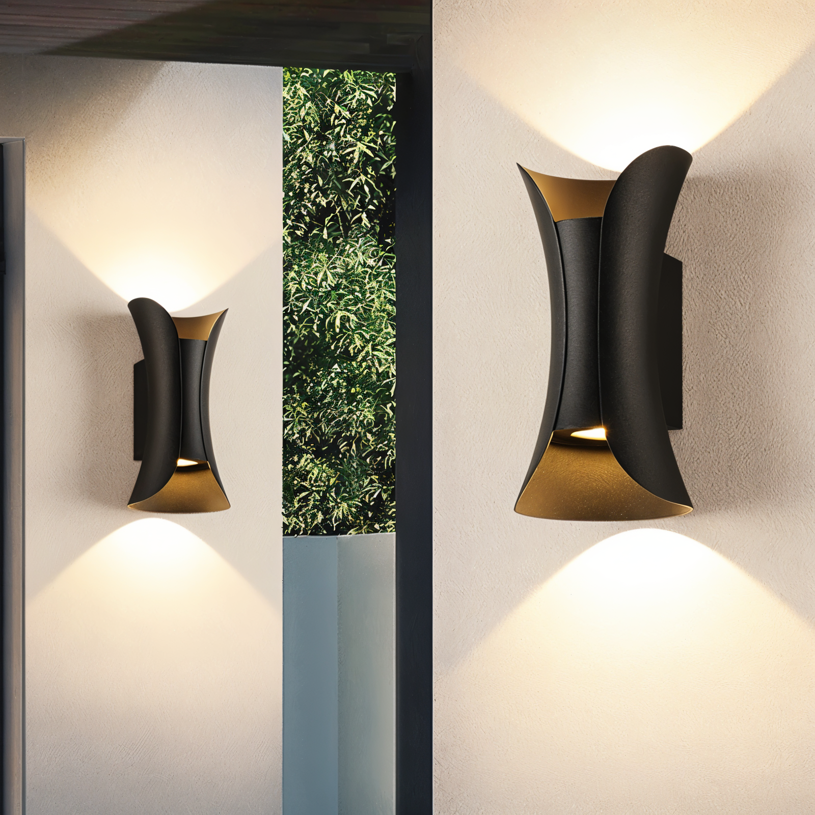 DualGlow Applique – Applique LED Doppia Faccia per Esterni in Design Nero/Oro