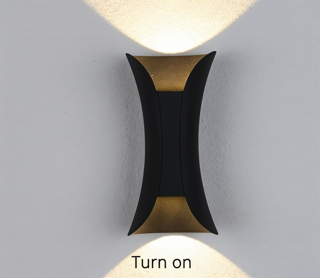 DualGlow Applique – Applique LED Doppia Faccia per Esterni in Design Nero/Oro