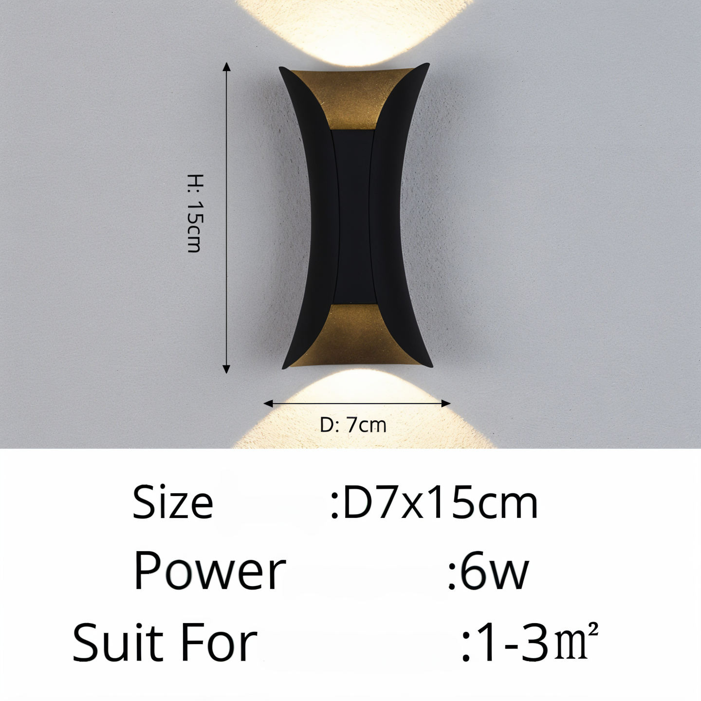 DualGlow Applique – Applique LED Doppia Faccia per Esterni in Design Nero/Oro