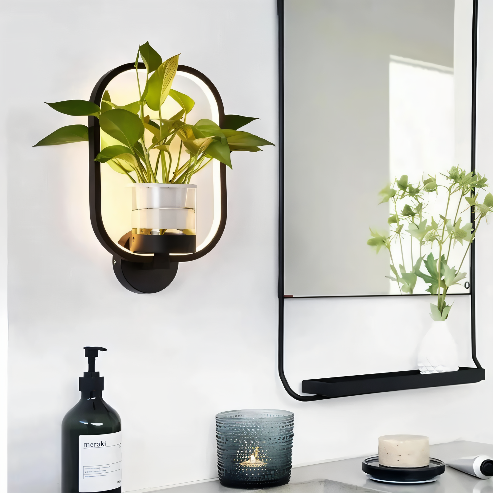 LumiGrow – Lampada da Parete LED Minimalista con Portavaso Integrato