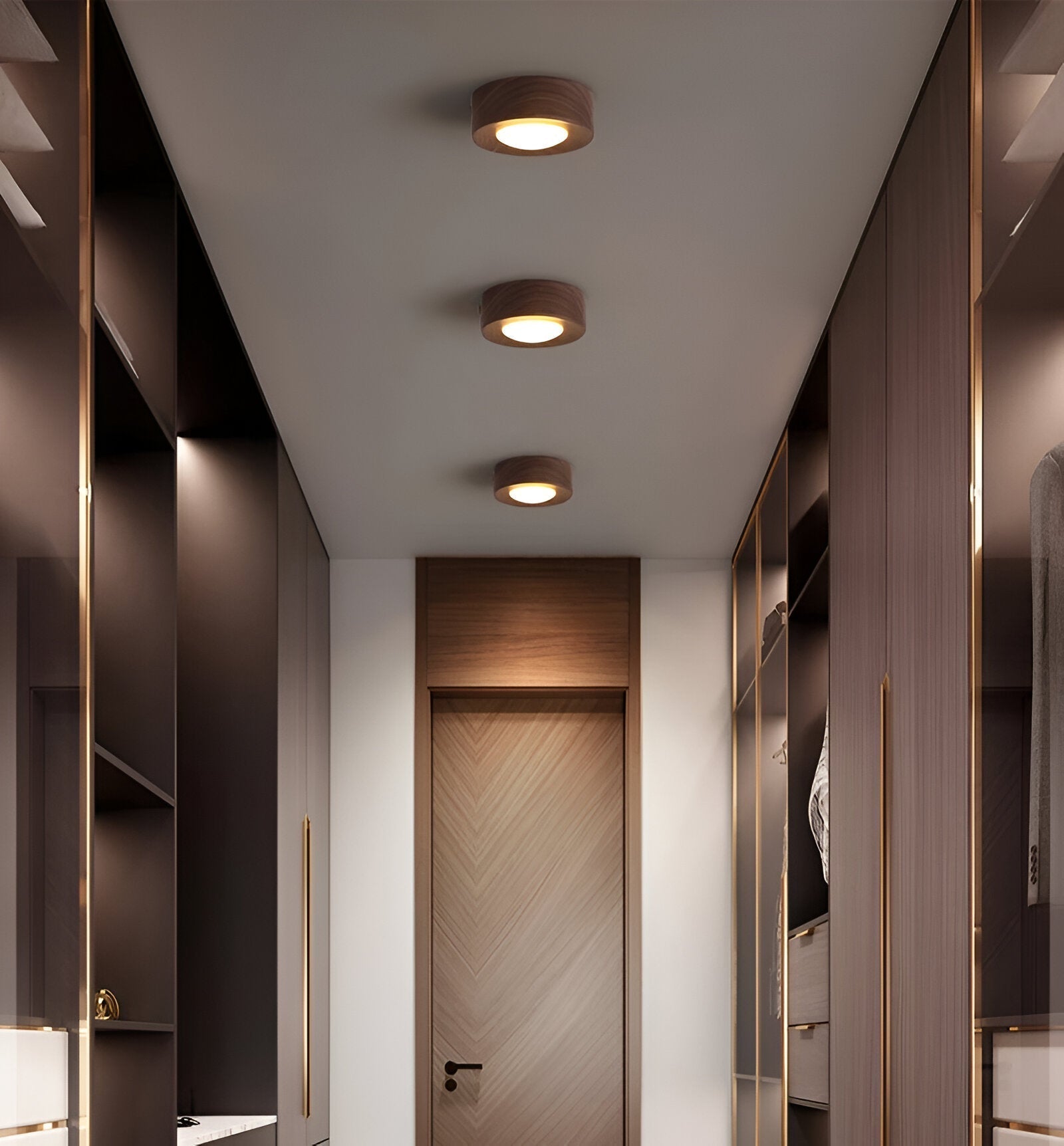 WoodSpot – Lampada a soffitto LED in legno di noce con design moderno a faretti