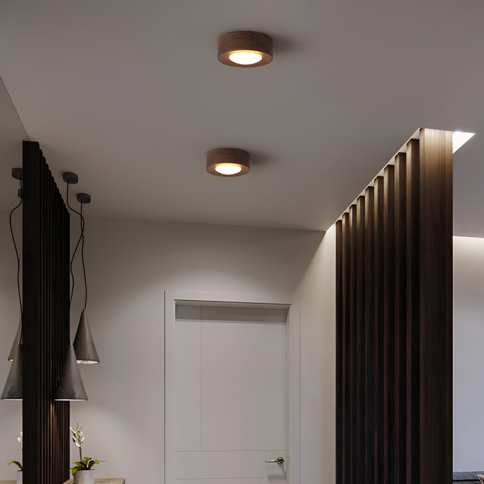 WoodSpot – Lampada a soffitto LED in legno di noce con design moderno a faretti