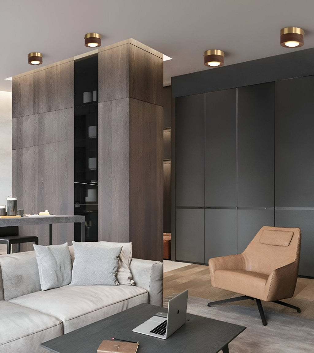 WoodSpot – Lampada a soffitto LED in legno di noce con design moderno a faretti