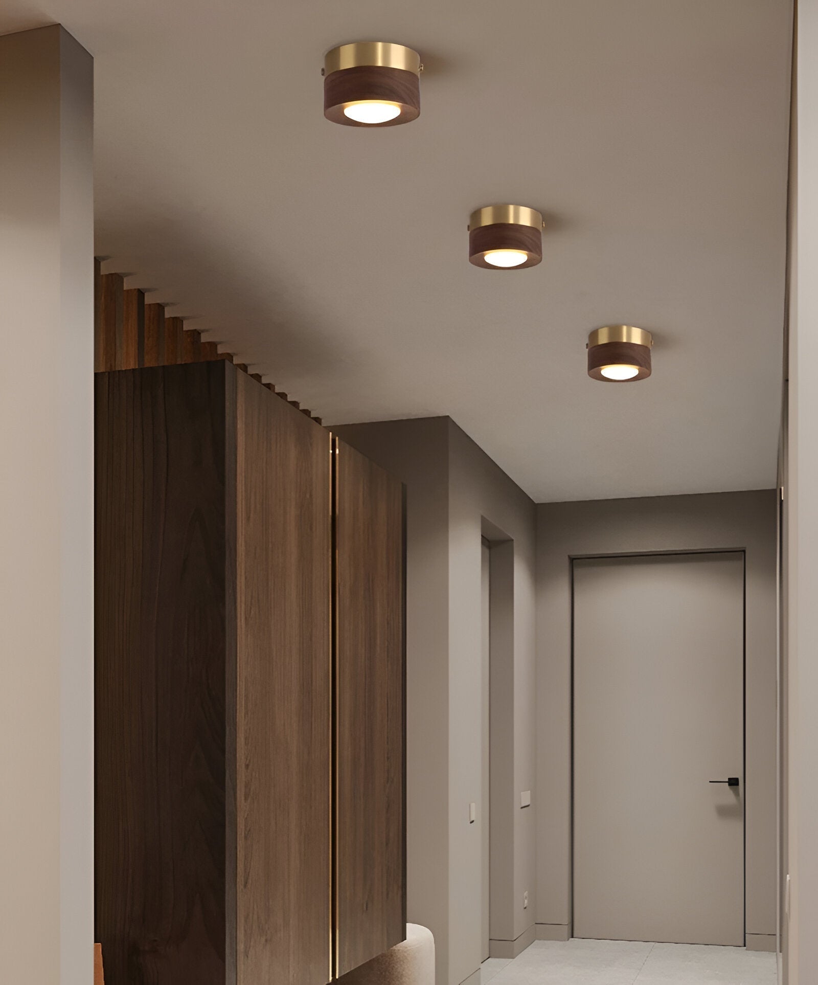 WoodSpot – Lampada a soffitto LED in legno di noce con design moderno a faretti