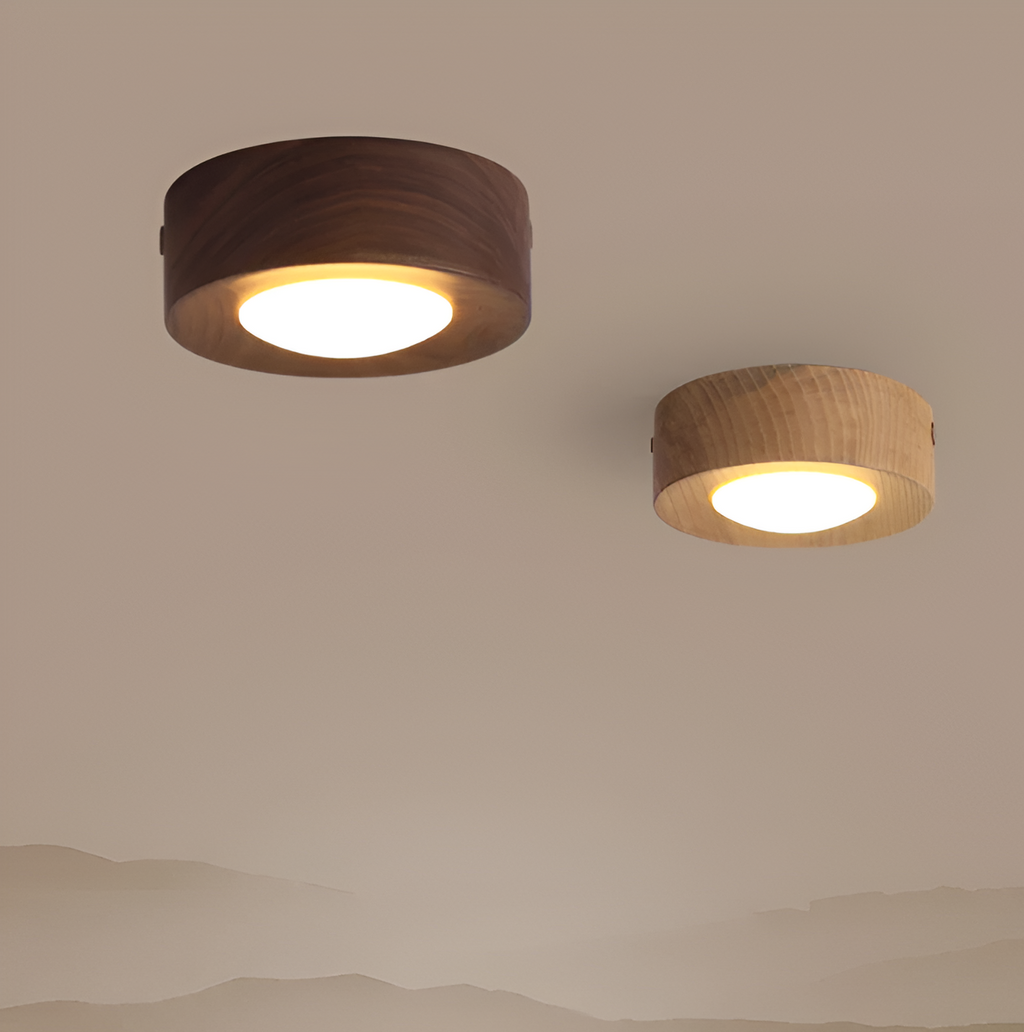 WoodSpot – Lampada a soffitto LED in legno di noce con design moderno a faretti