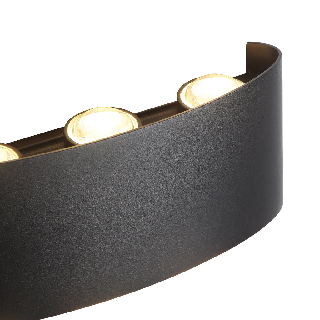 Avelira | Moderno Applique da Esterno LED Up Down in Alluminio Nero Sabbiato e Luce Calda 3000K