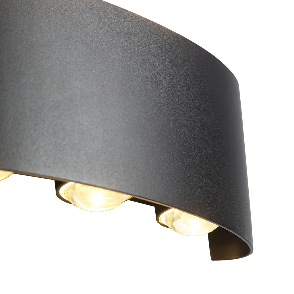 Avelira | Moderno Applique da Esterno LED Up Down in Alluminio Nero Sabbiato e Luce Calda 3000K