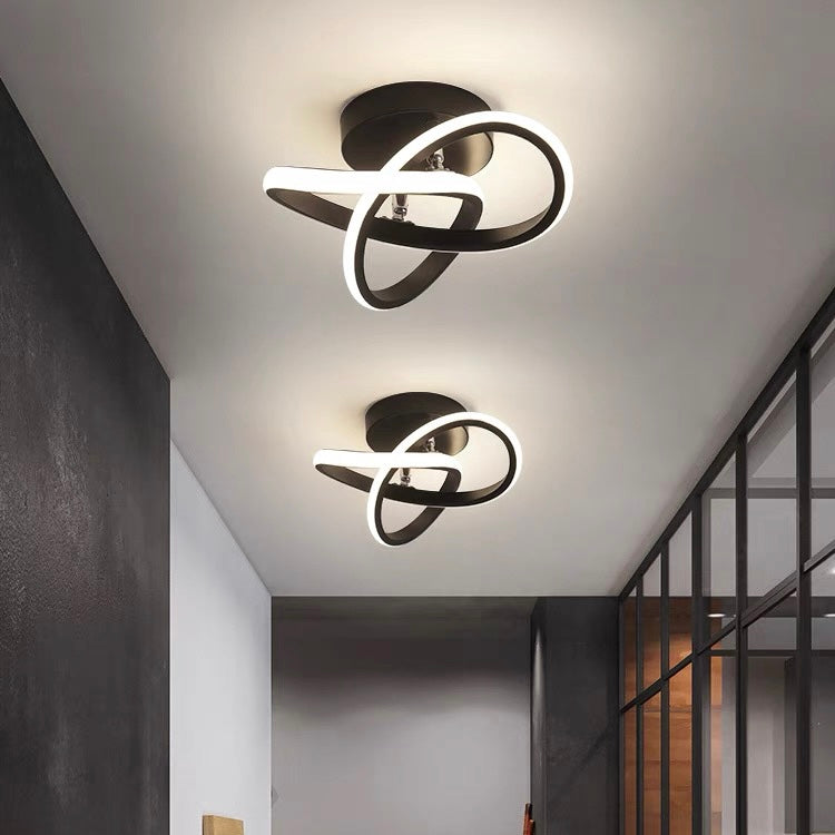 Lampada da soffitto con LED e telaio in metallo nero