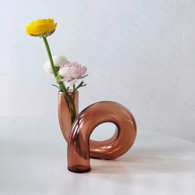 Vexor | Vaso Idroponico in Vetro Vaso Decorativo a Loop per Fiori per Scrivania Tavolo e Decorazione Moderna per la Casa