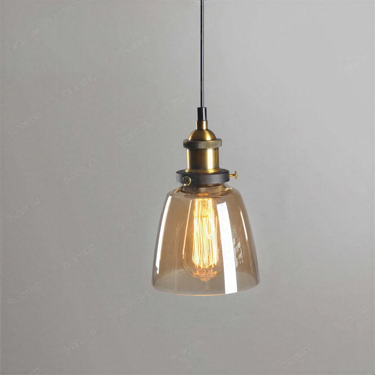 Lampada a Sospensione Industriale con Paralume in Vetro Trasparente