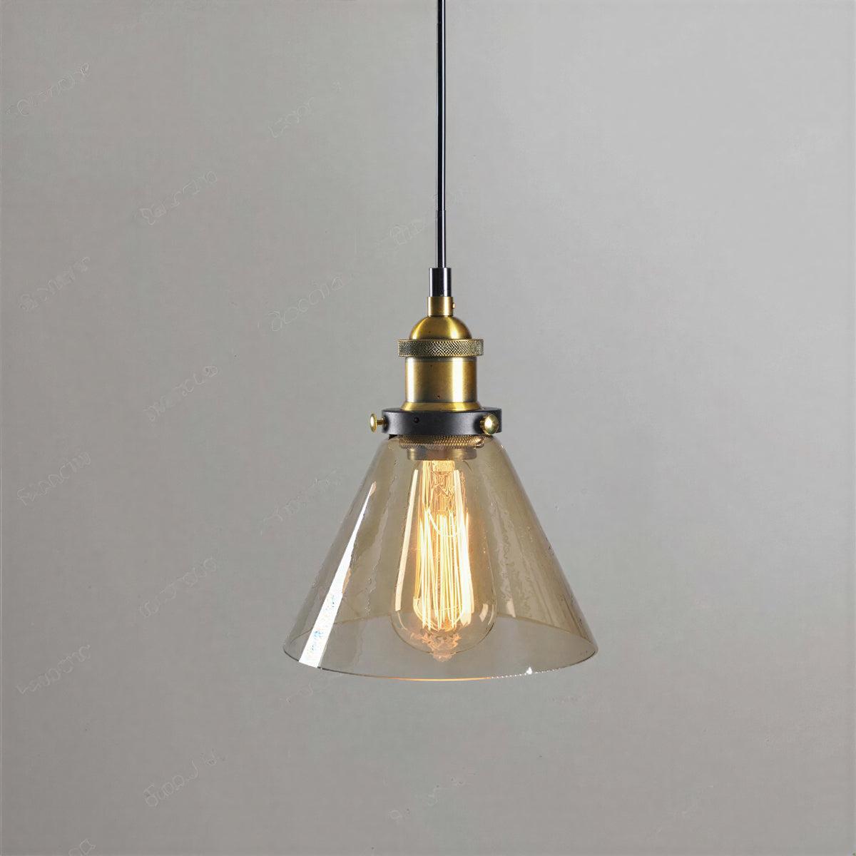 Lampada a Sospensione Industriale con Paralume in Vetro Trasparente