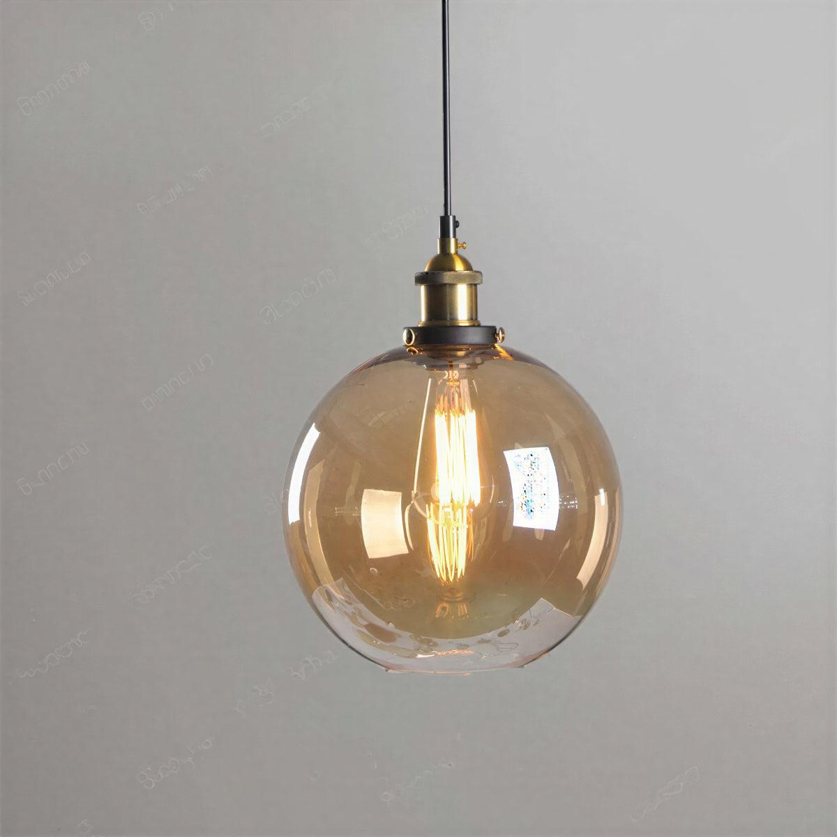 Lampada a Sospensione Industriale con Paralume in Vetro Trasparente