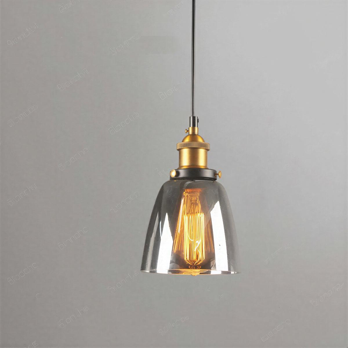 Lampada a Sospensione Industriale con Paralume in Vetro Trasparente