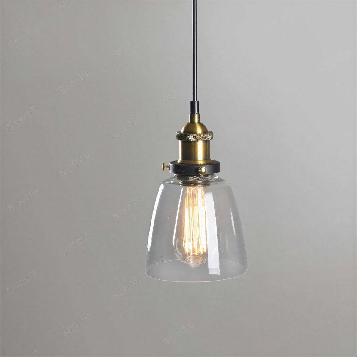 Lampada a Sospensione Industriale con Paralume in Vetro Trasparente