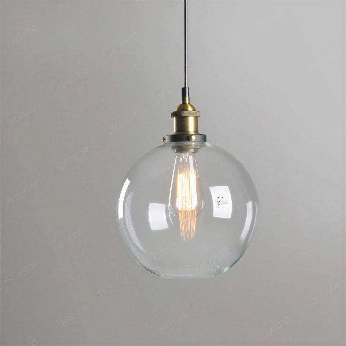 Lampada a Sospensione Industriale con Paralume in Vetro Trasparente