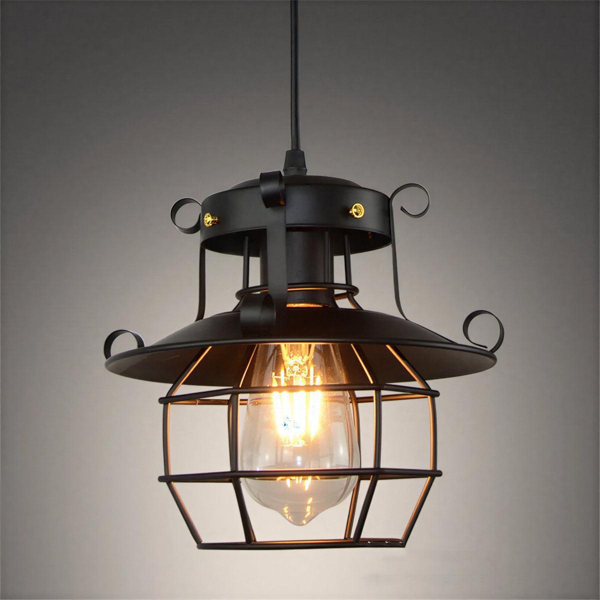 Lampada a Sospensione Vintage Industriale con Design a Gabbia