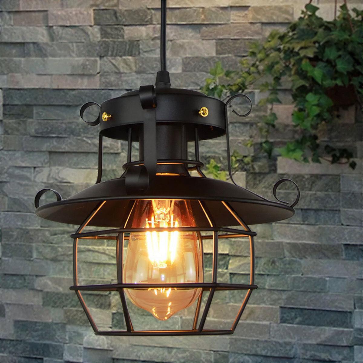 Lampada a Sospensione Vintage Industriale con Design a Gabbia