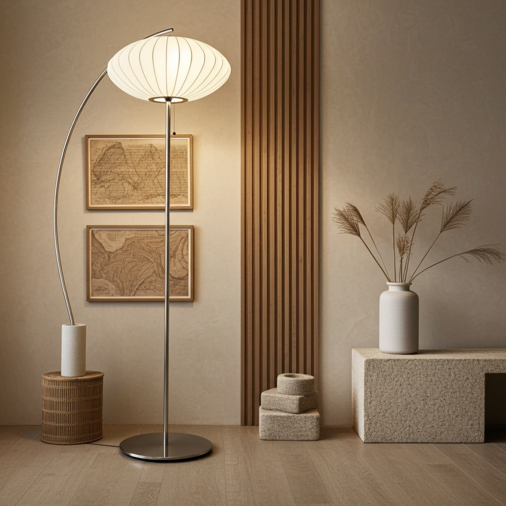 Lampadario Giapponese Wabi-Sabi in Seta, Luce Pendente Japandi