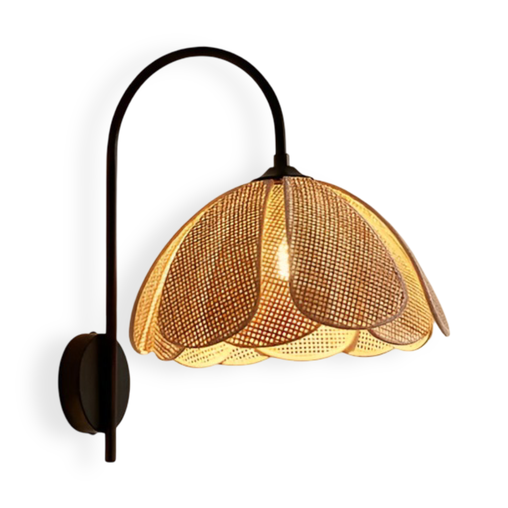 SoraLeaf – Lampada da Parete Giapponese Wabi Sabi in Rattan | Design a Forma di Petalo Fatta a Mano con Eleganza Naturale